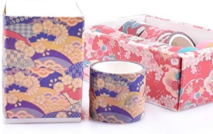 12 Rolls Washi Tape Set, Cherry Blossoms Floral Pattern Washi Masking Tape