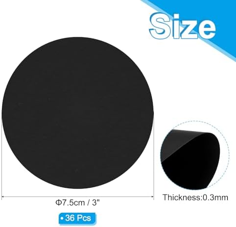 PATIKIL 3inch Circle Card Stock, 36Pcs Round Shape Cutouts Paper Thick Cardstock Coaster for DIY Craft Projects Classroom Bulletin Board Decor, Black