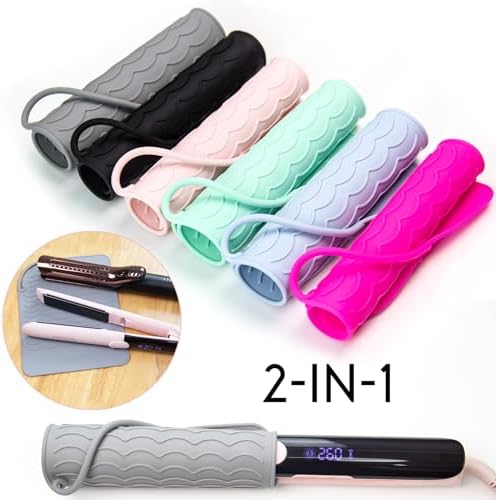 ANGENIL Silicone Heat Mat for Hair Tools - Flat Iron and Curling Iron Mat Heat Resistant for Counter, Heat-Resistant Flat Iron Travel Essentials Case, Vanity Organizer, Grey, Normal Size 9" x 6.5"