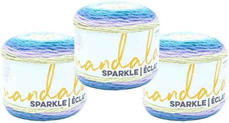 (3 Pack) Lion Brand Yarn Mandala Sparkle Yarn, Orion