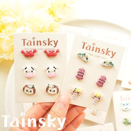 Tainsky Animal Clay Cutters for Polymer Clay Jewelry, 33 Shapes Earring Studs Cutters for Polymer Clay Making