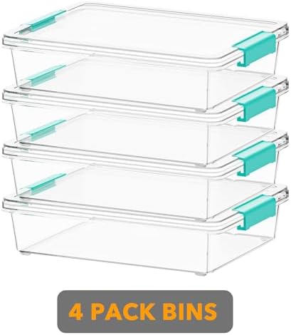 SpaceAid 6 Qt Plastic Storage Bins with Lids, Clear Sensory Bin Craft Organizers and Storage, Stackable Art Containers for Home, Office and School Supplies, 4 pack