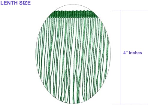 10 Yards of 4" Long Chainette Fringe Thread Yarn Tassel Trim Braid Fringe for Crafts Sewing and Decor-Green