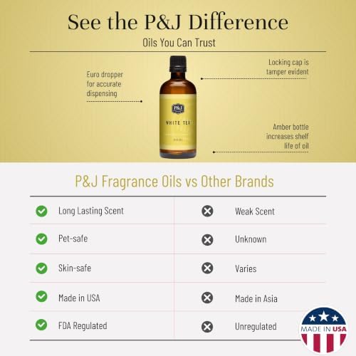 P&J Trading - White Tea Scented Oil 100ml - Fragrance Oil for Candle Making, Soap Making, Diffuser Oil