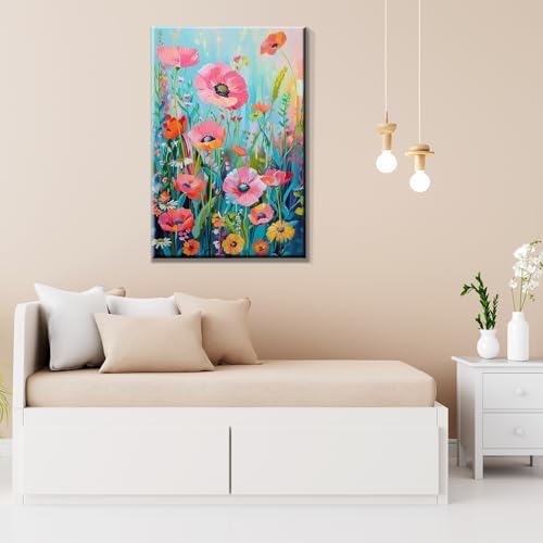 JOOZ Flower Paint by Number for Adults with Easel, 5D Paint by Numbers Kit