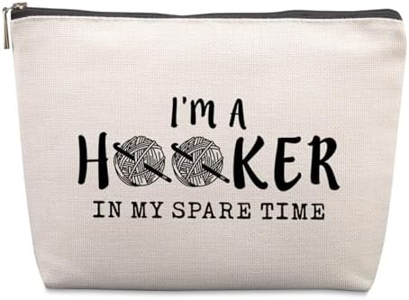 Funny Crochet Gifts for Crochet Lovers Funny Crochet Makeup Bag, Crochet Knitting Gifts for Christmas, Friendship & Birthday Gifts for Women, Mom, Sister, Travel Cosmetic Bag
