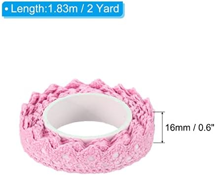 PATIKIL 0.6" Wide 2 Yards Self-Adhesive Lace Tape Lace Ribbon, 3 Pack Cotton Washi Trim Stickers Masking for Craft Scrapbooking DIY Card Making, Light Pink