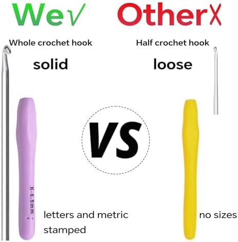 6.5mm Crochet Hook, Ergonomic Crochet Hooks with Soft Rubber Handle and Smooth Glide Head - Lightweight Aluminum Needles for Beginners, Arthritis, Yarn Projects, Long Crafting Sessions (6.5 mm)
