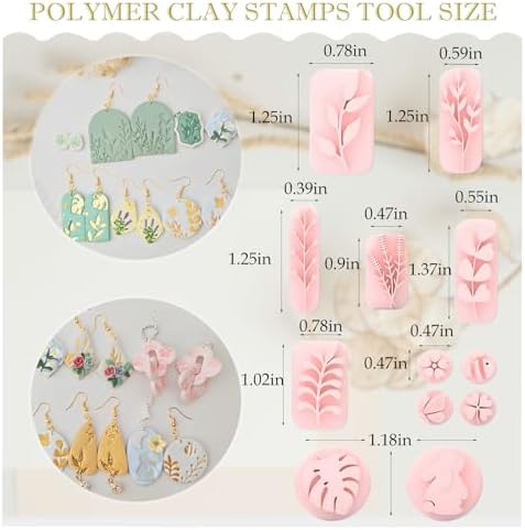 Polymer Clay Stamps Tool Set for Adults, 3D Print 12 Shapes of Plant&Animal