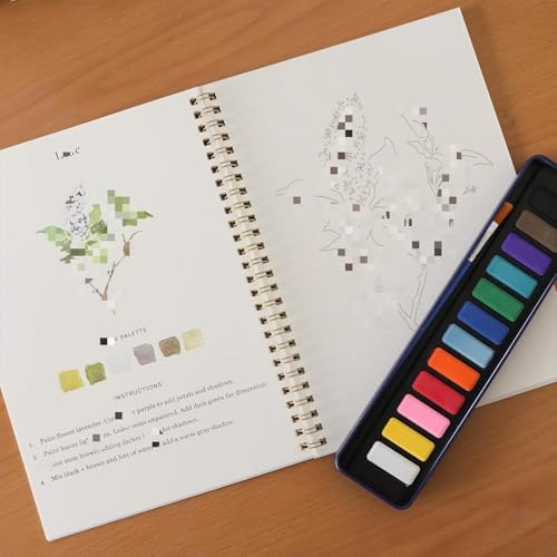Watercolor Workbook for Adults & Beginners: 12 Colors Paint Set with Brush, Foldable Painting Kit for Winter– Ideal Gift(Winter)