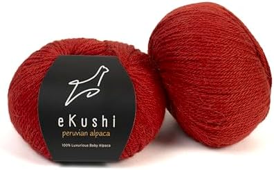 100% Baby Alpaca Yarn for Knitting & Crocheting - Set of 2 Skeins of Premium Yarn DK - Lightweight, Hypoallergenic & Thermal Peru Made - Ideal for Delicate Projects (RE178 - Crimson Red)