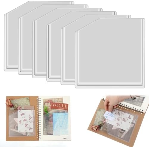 6Pcs Clear Adhesive Pockets Clear Corner Pockets, 6 x 6 Inch