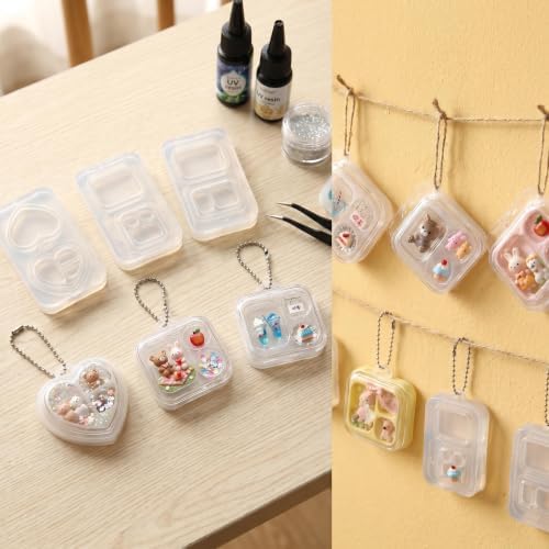 3Pcs Mini Shaker Box Resin Molds Silicone Miniature Doll Display Box Molds