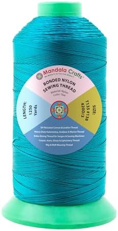 Mandala Crafts Size 138 420D T135 Teal Bonded Nylon Thread, 1250 YDs