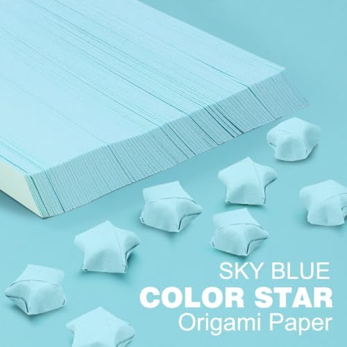 FoDau770 Solid Color Star Paper Strips - 360 Sheet, Sky Blue