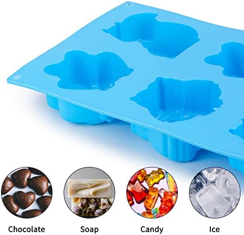 Beasea Animal Soap Molds, 2 Pack Large 3D Silicone Mat Chocolate Cake Candy Cookie Baking Making Clay Ice DIY Hard Resin Gummy Cube Tray Set Decoration Handmade Craft Bear Shape