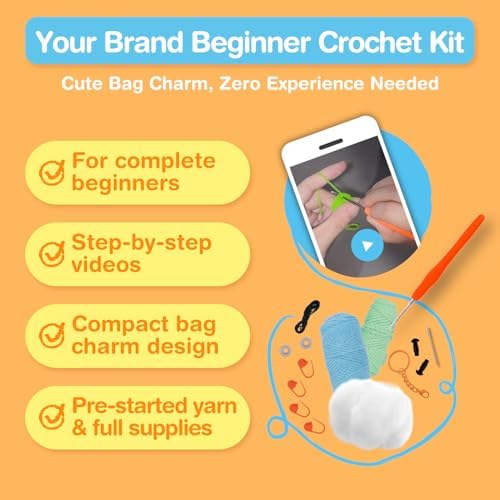 Avenir Crochet Kit for Beginners, Mint Turtle Animal Keychain Craft Set