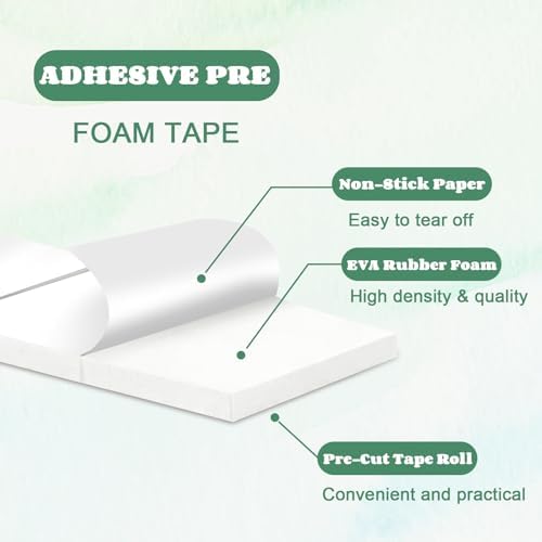 168 Pcs Foam Tape Craft Double Sided Precut 3/4 X 1/2 Inch 3D Adhesive Foam Squares Self Adhesive Dots Purple for Halloween Christmas DIY Crafts Art Sewing Supplies (1 Tape, White)