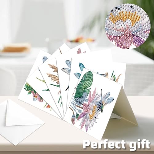 C'eitura 12Pcs Butterfly & Dragonfly Diamond Art Painting Greeting Card Kit with Envelopes, DIY Nature Theme Christmas Birthday Thanksgiving Card Making Set, Garden Inspired Handmade Card Craft