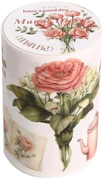 Alideco 6pcs Decorative Adhesive Tapes Vintage Botanical Flowers Washi Tape Great for Bullet Journal Supplies, Arts, Scrapbook, DIY Crafts, Planners(zhuangyuanriji)