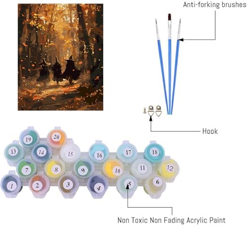 AIBOERL Paint by Numbers Kit for Adults Beginner,Fall Witch, 12X16In