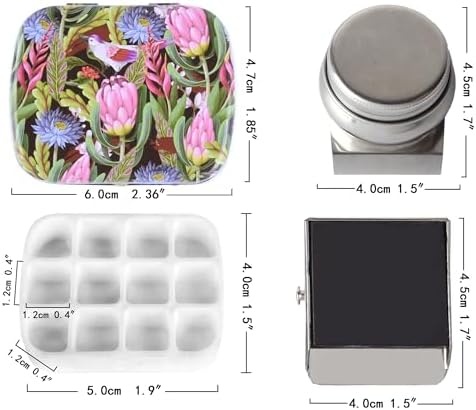 Portable Travel Watercolor Palette, Mini Metal Tin Box,12-Well Empty Tins