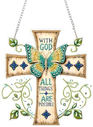 RYMILIE Hanging Diamond Art Kits for Adults Butterfly Cross 8x8inch