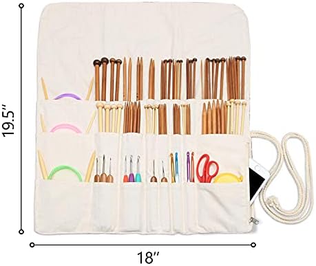Teamoy Knitting Needle Crochet Hook Case Organizer Holder(up to 14"), Gray