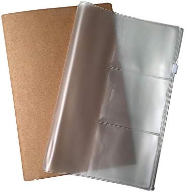 Wanderings Clear Zipper Case and Kraft Card Holder for Refillable Travel Journals - 5.25" x 8.25" (13 x 21cm) - A5 Size