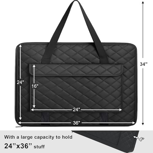 JJRING 24x36 Quilting Canvas Art Portfolio Case Bag, Black
