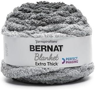 Bernat Blanket Extra Thick Perfect Phasing Chunky Yarn, Coal