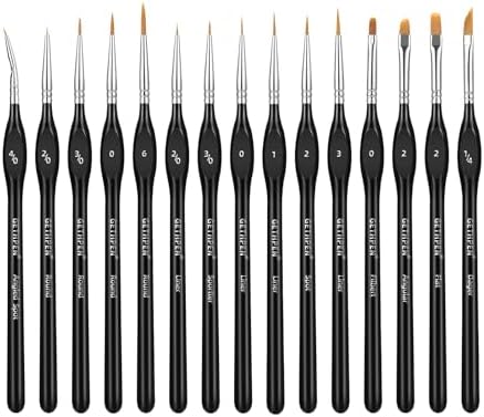 GETHPEN Miniature Paint Brushes, Micro Detail Paint Brush Set, 15pcs