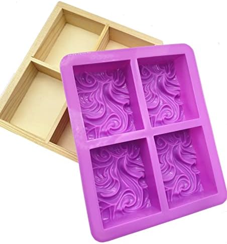 Flexible Rectangular Sea Wave Soap Silicone Mold Wood Box for Soap Making Supplies