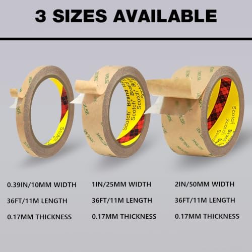 P7yaumy 300LSE Double Sided Tape 1in x 36ft, Removable Heavy Duty Tape | Double Sided Mounting Tape For Scrapbook, Transparent Adhesive Sticky Tape For Picture Hanging Strips, LED Strips, Art Craft