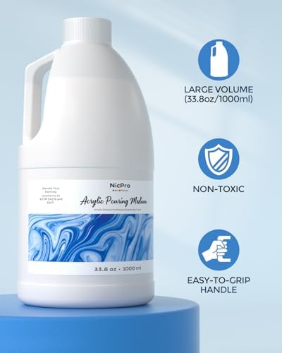 Nicpro Pouring Medium for Acrylic Paint 33.8oz/1000ml,Acrylic Paint Thinner