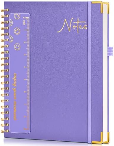 Blank Spiral Notebook Journal 8.5” x 11”, A4 Large Hardcover Sketch Book for Women Men, 100 GSM Blank Paper Drawing Notebook, Spiral Bound Sketchbook for Sketching School Work Note Taking, Purple