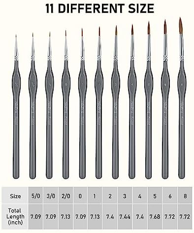 Nicpro Kolinsky Sable Miniature Paint Brushes, 11PCS Fine Detail Brush Set