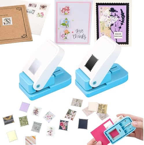 CYFUN DESIGN 2Pcs Stamp Puncher, Postage Stamps Punch, 1x0.8inch Stamps Craft Hole Puncher, Stamp Cutter Hole Punch,Lever Craft Paper Punches for Crafting Scrapbooking Card Making Journaling Embossing