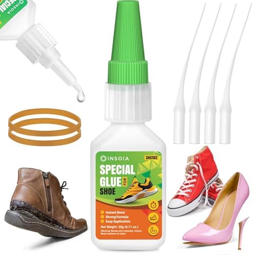 INSOIA Super Shoe Glue Clear, 20g, Strong Sole Repair, with Precision Tips