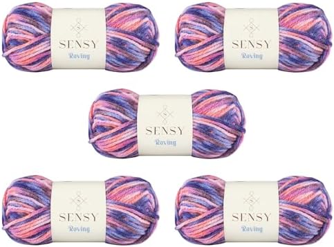 S Sensy Roving Multi-Premium Acrylic&Wool Yarn 5 Pack Purple Sky 131 Yards