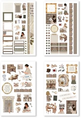 Hobonichi Compatible A5 Planner Sticker Book – Academia Collection Bookish Decorative & Functional Stickers for Cousin & Weeks Size Planners, Reading Journals & Creative Planning