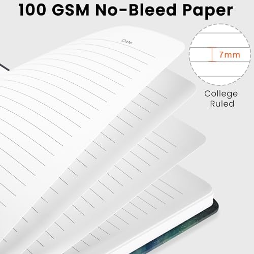 Lined Spiral Journal Notebook, A5 College Ruled Notebook for Note-Taking