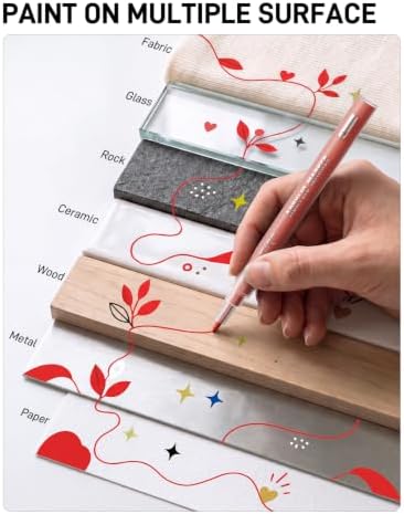JusArt 0.7mm Fine Point Red Paint Markers, 3 Pack