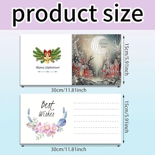POETRYDRAW 6 Pack 5D DIY Diamond Art Painting Christmas Village Greeting Card Kit, Diamond Art Birthday Holiday Greeting Card, Crafts Kit Creative with Envelope