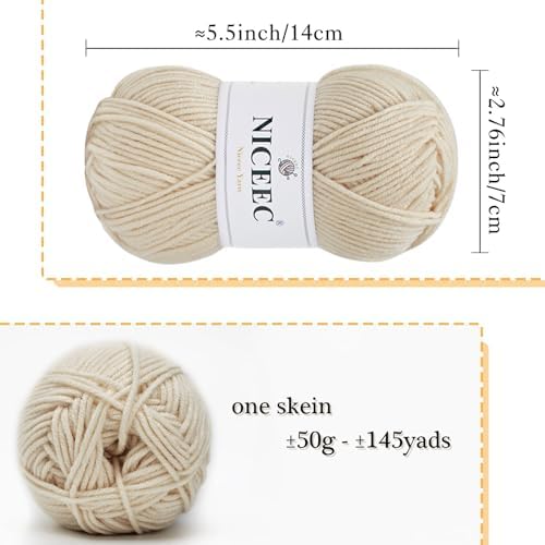 NICEEC 300g Soft Assorted Colors Yarn 100% Acrylic 870yds -Series 15
