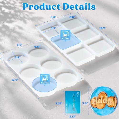 LET'S RESIN 12 Cavity Extra Deep Resin Coaster Molds, Large Silicone Molds | for Resin and Flower Preservation, 4 Inches Square/Round Epoxy Coaster Molds for Cups Mats, DIY Craft