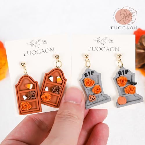 Puocaon Halloween Bookshelf Polymer Clay Cutters for Jewelry Earring Making