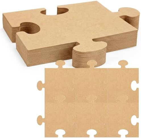 30 Pcs Blank Puzzle Pieces Kraft 8 x 9 Inch DIY Kids Adults