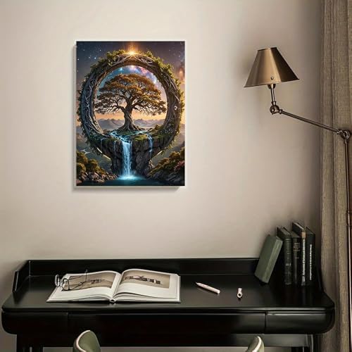 Clendo Tree of Life Paint by Numbers for Adults - DIY Paint by Number Acrylic Canvas Painting Art Kits for Home Decor 16x20 Inch (Without Frame)
