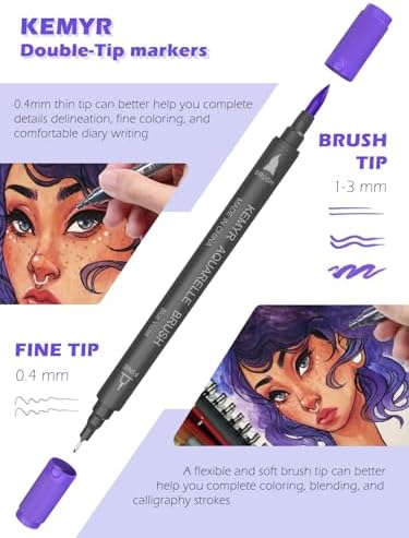KEMYR Markers for Adult Coloring Books No Bleeding,60 Colors by Number